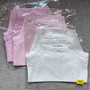 NWOT-JUST KIDDING- 3 PACK GIRLS TANKTOP ONESIES WHITE AND PINK